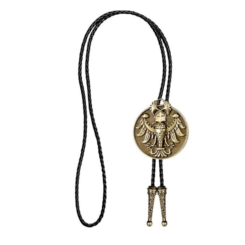 Cravatte da Cowboy, Cravatta con Ciondolo Forma di Aquila Russa Metallo e Corda in(Bronze)