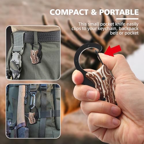 Image of Small Pocket Knife for Women Men,Cool Folding Knife Box Cutter,Folding Utility Knife with 1.38''Sharp Blade,Mini EDC Knives for Everyday Carry,Ideal Gifts for Men and Women(Wood Grain)