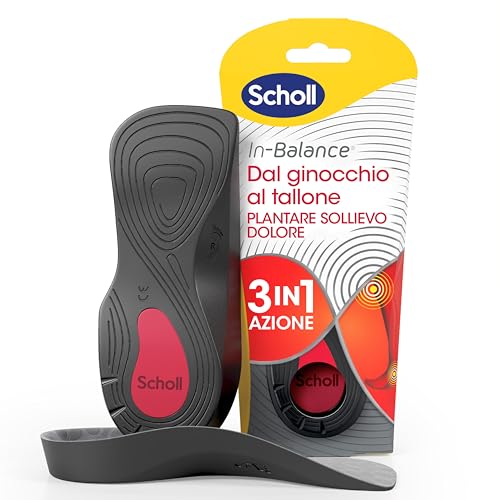 Scholl In-Balance dal Ginocchio al Tallone, Plantare Sollievo Dolore, Plantari con Gel Ammortizzante a Doppio Strato con Supporto Flessibile, Taglia L (42.5-45), 1 Paio