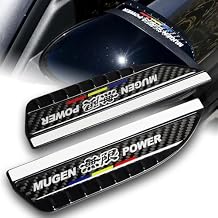 Q1-TECH, 2PCS Car Rear View Mirror Rain Visor Guard, Carbon Fiber Car Side Mirror Rain Eyebrow, Waterproof Auto Mirror Rain Visor Smoke Guard, Universal for Cars, Truck and SUV Mugen-JDM