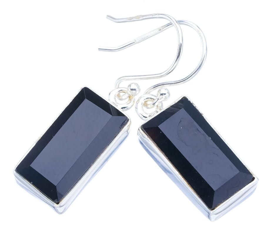 Onyx Noir boucles d'oreilles StarGems en argent 925, le cadeau fait main idéal