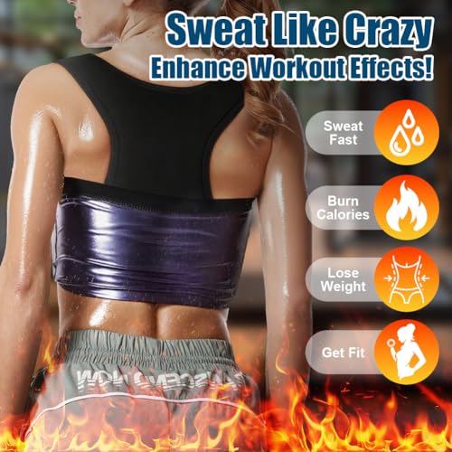 DiULi Traje de Sauna, Chaleco de Sauna con Cremallera para Mujer, Camiseta Chaleco para Bajar de Peso, Vest de Fitness con Revestimiento de PU, Acelera la Quema de Calorías y Pierde Peso Sudando (1pc)