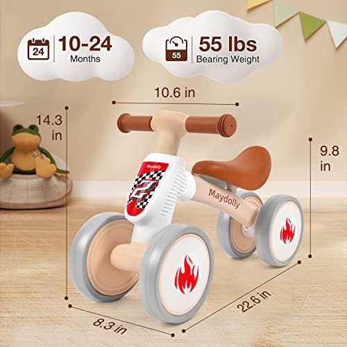 Maydolly Baby Balance Bike for 1 Year Old Toys Baby Ride On Bike for Boys Girls 10-24 Months Kids Toys No Pedal 4 Silence Wheels & Soft Seat Pre-School First Riding Toys Birthday Gift