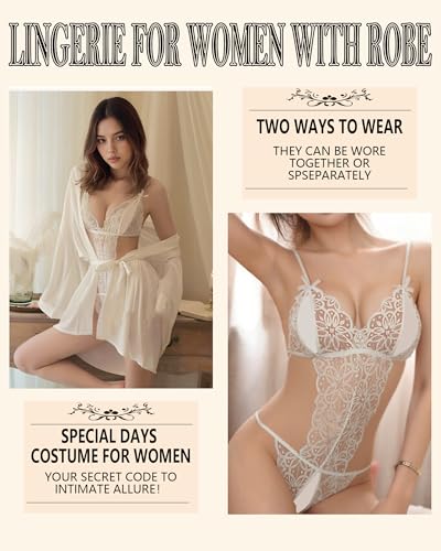 Image of txsrbsj Women Lingerie One-Piece Lace Bodysuit Lingerie Outfits - Adjustable Strap