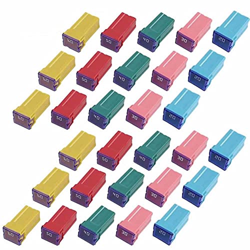 30 pc Automotive TALL/STANDARD PROFILE JCASE Box Shaped Fuse Kit for Ford, Chevy/GM, Nissan, and Toyota Pickup Trucks, Cars and SUVs