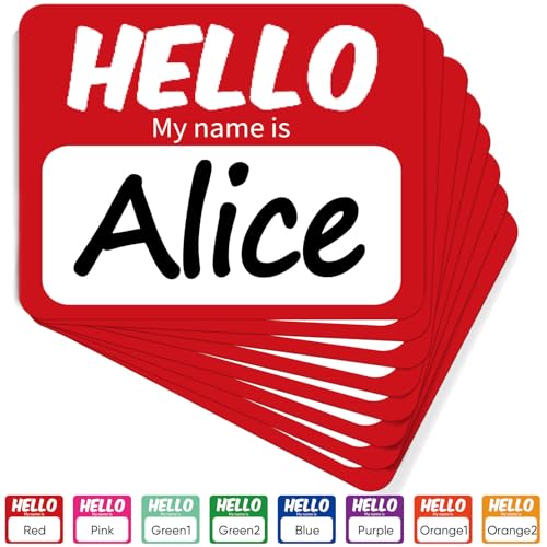 Image of 256 Pcs Name Tags Sticker 3 inchx2.5 inch Hello My Name is Stickers, Red Name Labels Adhesive Identification Name Badges for School, Office, Meeting, Family Parties, Mailing