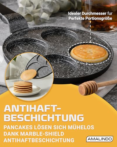 Amalindo Pancake Pfanne Induktion, 4 Loch, Pancake Form, Spiegeleipfanne, Pfannkuchen Maker, Poffertjes maker, Antihaft, Eierpfanne, Spiegeleipfanne, Pancakespfanne, Ø26cm 5