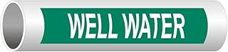 ComplianceSigns.com Well Water (White Legend On Green Background) Pipe Label Decal, 8x2 in. 5-Pack Vinyl for Pipe Markers