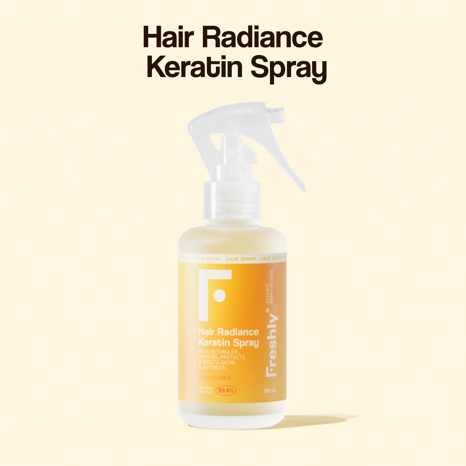 Freshly - Protector Térmico Pelo – con Keratina Vegetal Sin Siliconas – Spray Desenredante para Todo Tipo de Cabellos – Brillo e Hidratación Capilar - Fórmula Natural 99,4% – 200ml