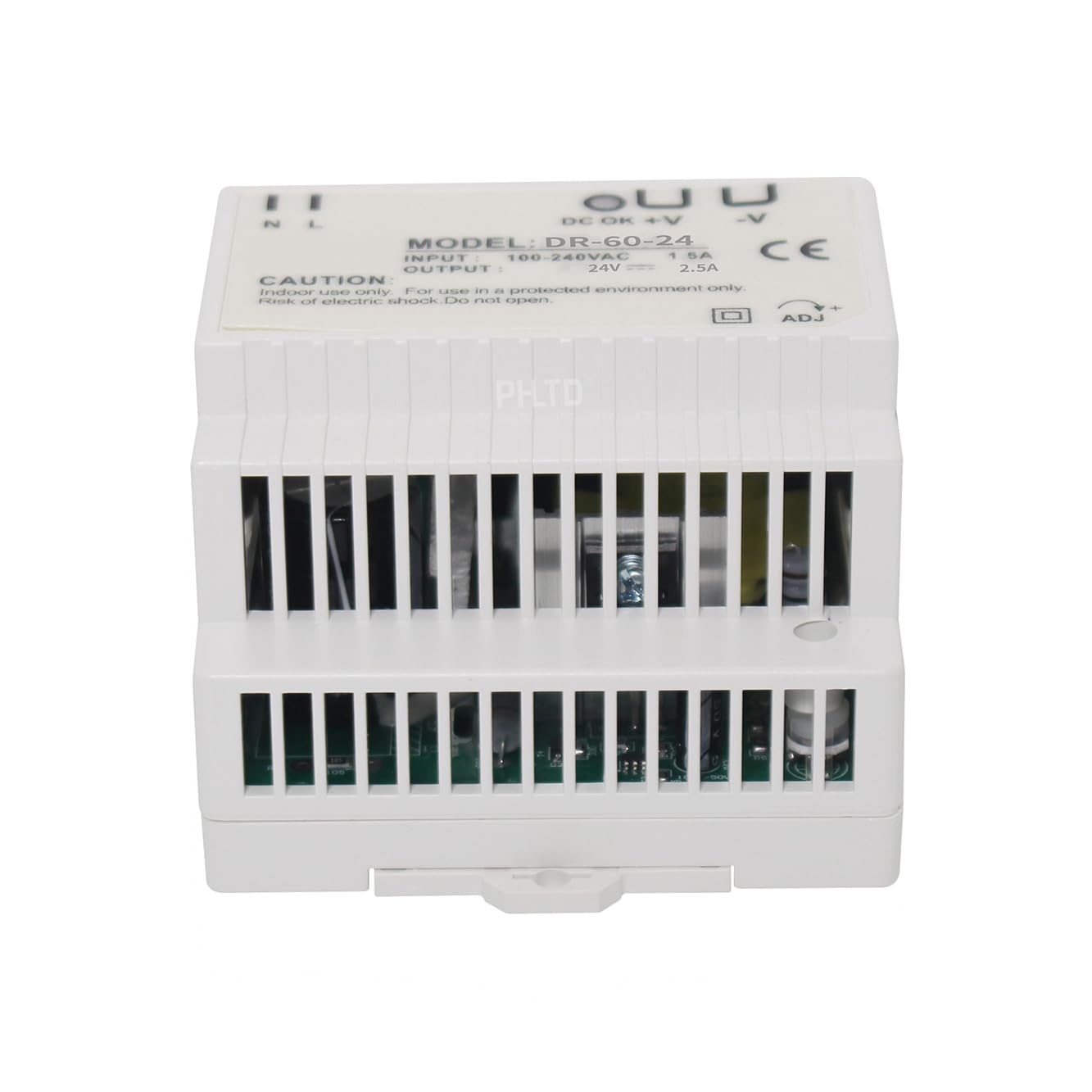 Transformateur pour rail DIN Sortie 24V/2.5A pour Visiophone connecté 2 fils, Bloc d'Alimentation Entrée 100-240 V AC 50/60 Hz pour Interphone Vidéo