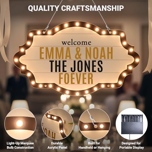 Image of Bottle Service Sign Wedding Party Marquee Light, Custom Portable LED Signs for with Removable Letter Stickers, 20 Inch Vintage Geometric Light Up Sign for Party Club Birthday Home Bar Decor