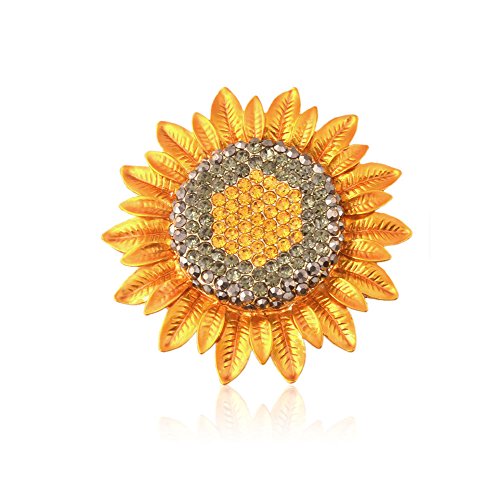 Broche de girasol con cristal amarillo brillante TTjewelry para solapa