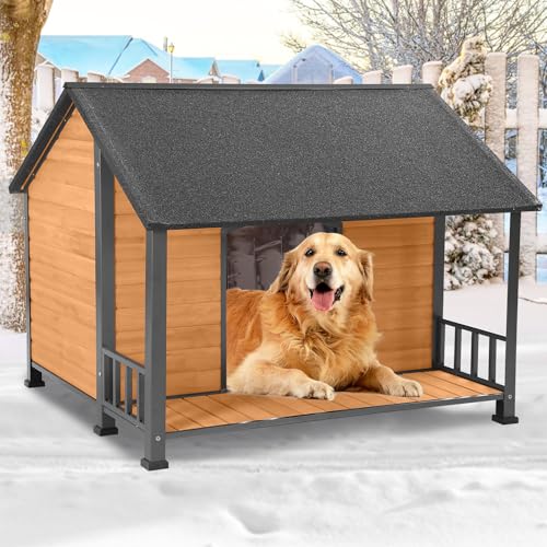 GUTINNEEN-Extra-Large-Dog-House-Outdoor-Insulated-Dog-House-Weatherproof-Dog-Kennel-with-Chew-Proof-Full-Metal-Frame-All-Round-Thermal-Liner-for-Large-Breed-Winter-Ready