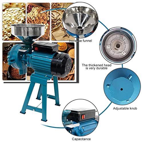 H&ZT 110V Electric Corn Grinder Machine, 2 IN 1 Grain Mill, 3000W Flour Corn Mill Cereals Grinder, Milling Rice Wheat Grain Coffee Maiz Feed, Wet & Dry Cereals Grinder w/Funnel - Thumbnail 5