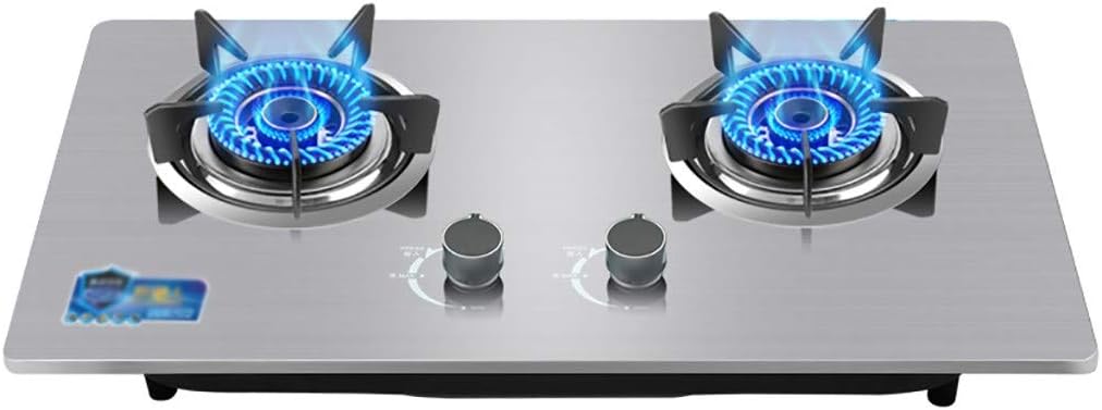 Mini Gas Stove,2 Burners Lpg/Ng Knobsgas Hob Built-Ingas Hob,Left 4.5Kw+Right 5.2Kw,Pulsed Electronic Ignition (C Natural gas) (B Liquefied gas)