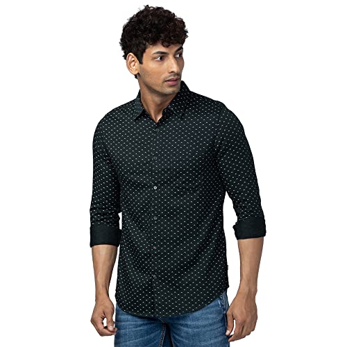 Image of Spykar Men's Slim Fit N /A Full Sleeve Printed Casual Shirts