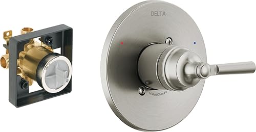 Delta Faucet Saylor T14035-SS - Kit de moldura de válvula de ducha para sistemas de ducha y grifos de ducha de níquel cepillado, repuesto de mango