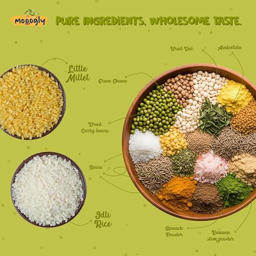 Image of Little Millet Dosa Mix 200g - Instant Breakfast Dosa Mix | No Preservatives | Made with Spinach, Banana Stem & Urad Dal | High Protein, Iron-Rich, Fiber-Packed |No Maida| Ready to Cook Healthy Chilla Mix