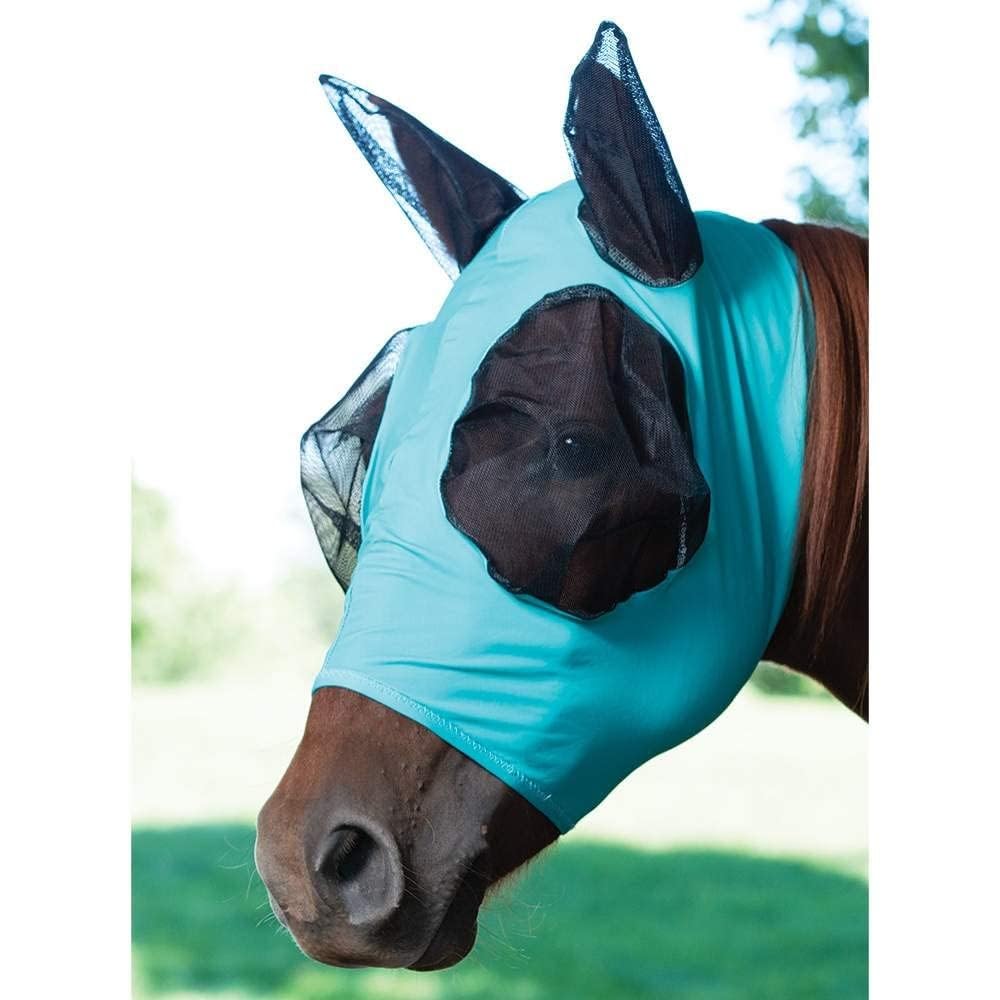 Masque anti-mouches en lycra turquoise S pour des journées sereines au pré