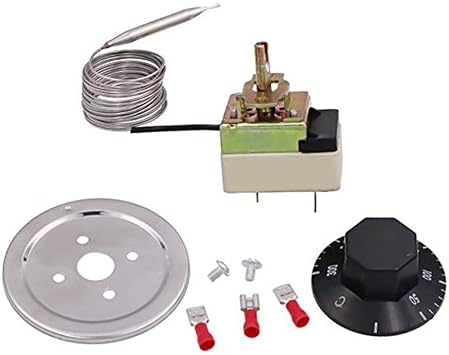 Mechanical Capillary Thermostat 250V 16A with Adjustable 30-110 C Range and 700mm Tube for Electric Ovens, Water Heaters and Fryers, White