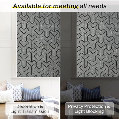 Image of Blackout Window Film, Sun Light Blocking Frosted Privacy Window Cling for Glass, Darkening Window Tint for Day Sleep, UV Blocking Static Cling Window Cover (24 X 100 Inch, 3D Plus Blackout)
