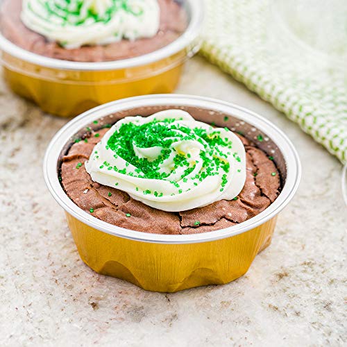 3.4 Ounce Disposable Ramekins With Lids, 100 Round Creme Brulee Disposable Cups - Dome Lids, Oven-Safe, Gold Aluminum Disposable Baking Cups, For Cupcakes And Muffins, Freezer-Safe - Restaurantware #TOP2
