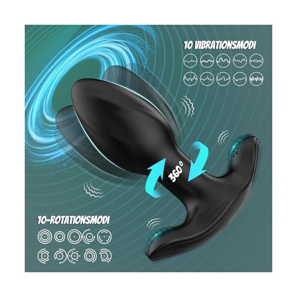 Analplug Sex Spielzeug für Die Frau Männer, Prostata Stimulation Männer Anal Vibrator mit 10 Rotationsmodi 10 Vibrationsmodi, Sex Spielzeug für Paare Anal Plug Frauen Buttplug Sexspielzeug Sex Toys – Bild 3
