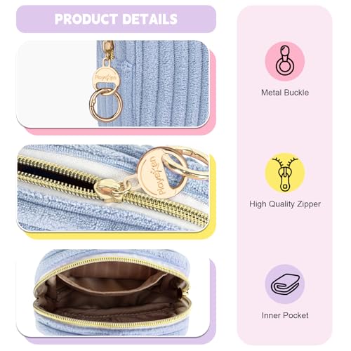 Image of Period Bag for Teen Girls, Corduroy Sanitary Napkin Storage Bag, Fluffy Menstrual Pad PouchTampon Holder for Purse (Blue)