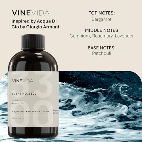 VINEVIDA [4oz] (Our Version of) Acqua Di Gio Fragrance Oil for Soap Making Scents for Candle Making, Perfume Oils, Soy Candles, Cologne for Men, Beard Oil, Massage Oil, Bath Bombs, Linen Spray - Thumbnail 2