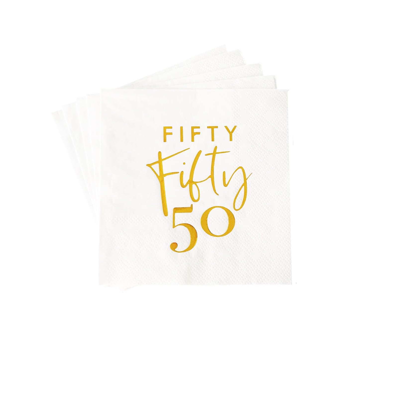 40pcs White and Gold 50th Birthday Paper Cocktail Beverage Napkins,Disposable Paper Napkins for 50th Anniversary 50th Birthday Napkins For Men and Women