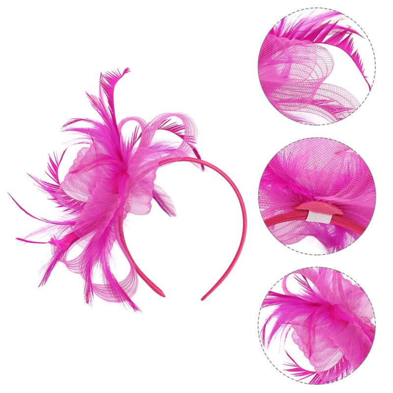 Abaodam Veil Fascinator Hair Clip and Headband Set for Women Formal Weddings Tea Parties Mesh Design with Artificial Plume Elegant Hair Accessories - Image 4