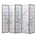 Produktbild Homestyle4u 266, Paravent Raumteiler 5 teilig, Holz Natur, Reispapier Weiß, Bambus Motiv Grün
