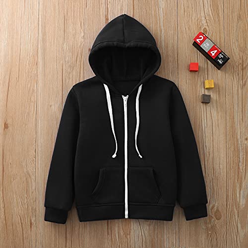 Kids Zip up Hoodie Hooded Sweatshirts for Boys Girls Toddlers Hooded Full Zipper Jacket Shirt 3 to (Black, 4-5 Years)3