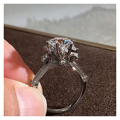 CQHUI Moderne Mode Frauen Ring Trend Weiß AAA Kristall Zirkon Engagement Design Ringe (Main Stone Color : 0012, Ring Size : 7) Cover