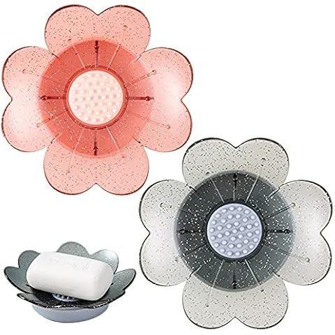 Soap Dishes with Drainage Double Layer Soap Box Drain Soap Box Soap Container Soap Dishes Holder for Bathroom Shower, Counter Top, Self Draining, Keep Soap Bars Dry And Easy Cleaning, 2 Pack Cover