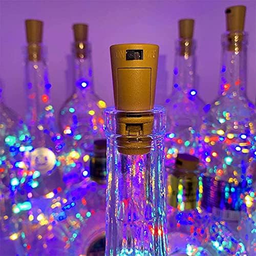 FairyDecor Wine Bottles String Lights, 6 Packs 2m/7.2ft Micro Artificial Cork Copper Wire Starry Fairy Lights, Battery Operated Lights for Bedroom, Parties, Wedding, Decoration(Mutil Color)