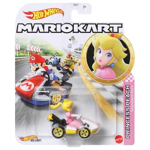 Hot Wheels- Mario Kart Personaggio Principessa Peach Veicolo in Metallo in Scala 1:64, Macchinina Giocattolo per Bambini 3 + Anni, GBG28