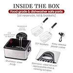 Elite Gourmet Electric Deep Fryer, 4.5 Qt Total Oil Capacity (Dual 2-Qt Split Baskets), 1700 Watts, Stainless Steel, Separates Foods for Simultaneous Cooking, Stainless Steel - Image 4