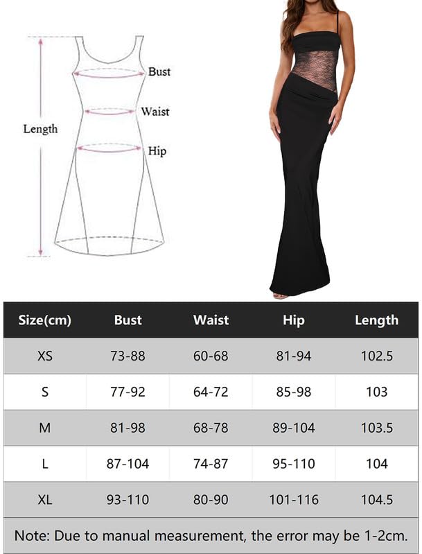 Vestido Largo Mujer Sexy Encaje Patchwork Vestidos de Tirantes Elegante sin Mangas Cuello Cuadrado Maxi Vestido Ajustado Verano Y2k Casual Bodycon Recortado Vestidos de Fiesta Cóctel Club