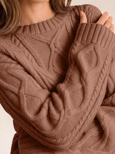Image of Trendy Queen Women's Oversized Cable Knit Sweaters 2026 Fall Outfits | Quiet Luxury Style, Chunky Knit Texture, Winter Holiday Outfit, Easy Layering Piece, Fall Fashion Staple