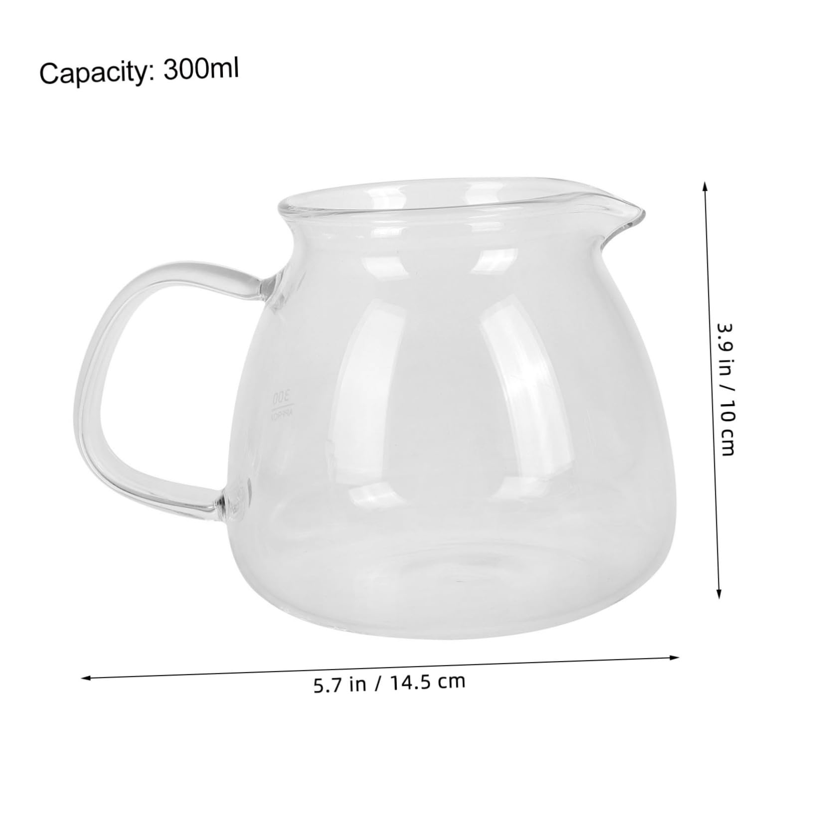 BRIGHTFUFU Glass Pitcher for Coffee Creamer Hand-pour Design for Precise Extraction Elegant 300ml for Sharing