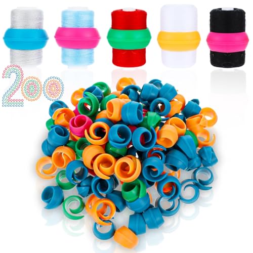 Image of 200 Pcs Upgraded Thread Holder /Spool Huggers Compatible with Larger spools- Keep Thread Spool Neat&Organized for Sewing and Embroidery Machine Thread Spools