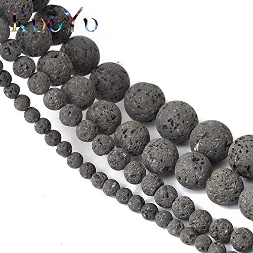 Miniatura 4 de Calvas Cuentas redondas sueltas de piedra volcánica de lava volcánica de color gris oscuro para hacer joyas, pulseras de 15 pulgadas, 4/6/8/10/0.472