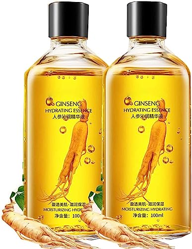 Sérum pour le visage au ginseng, essence anti-âge au collagène anti-rides minimiseur de pores, essence anti-âge polypeptide de ginseng, huile essentielle de ginseng, 100 ml (2 pièces)
