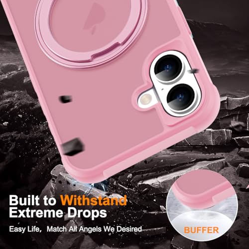 Image of Compatible with iPhone 16 Case with Stand 6.1 inch,Pink