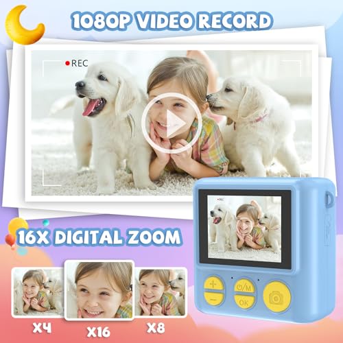 Jpverly P260-BLUE Instant Print Kids Camera - 1080P Selfie Digital Camera thumb #4
