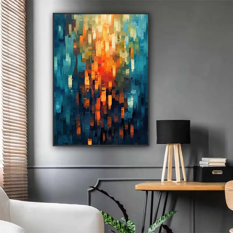 Tableau abstrait scandinave coloré toile décoration murale 80x120