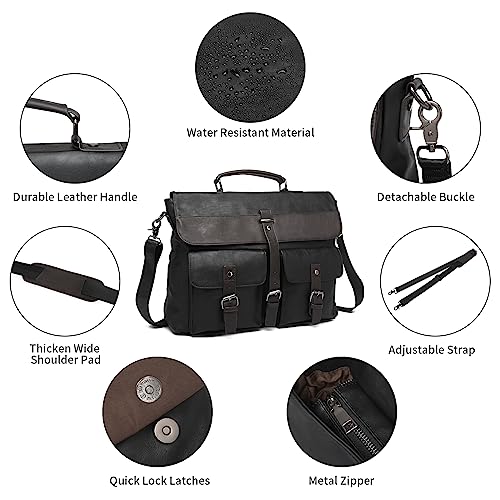 Leather Messenger Bag for Men,Vintage Mens Laptop Bag Water Resistant Business Travel Briefcase Satchel Work Computer Bag3