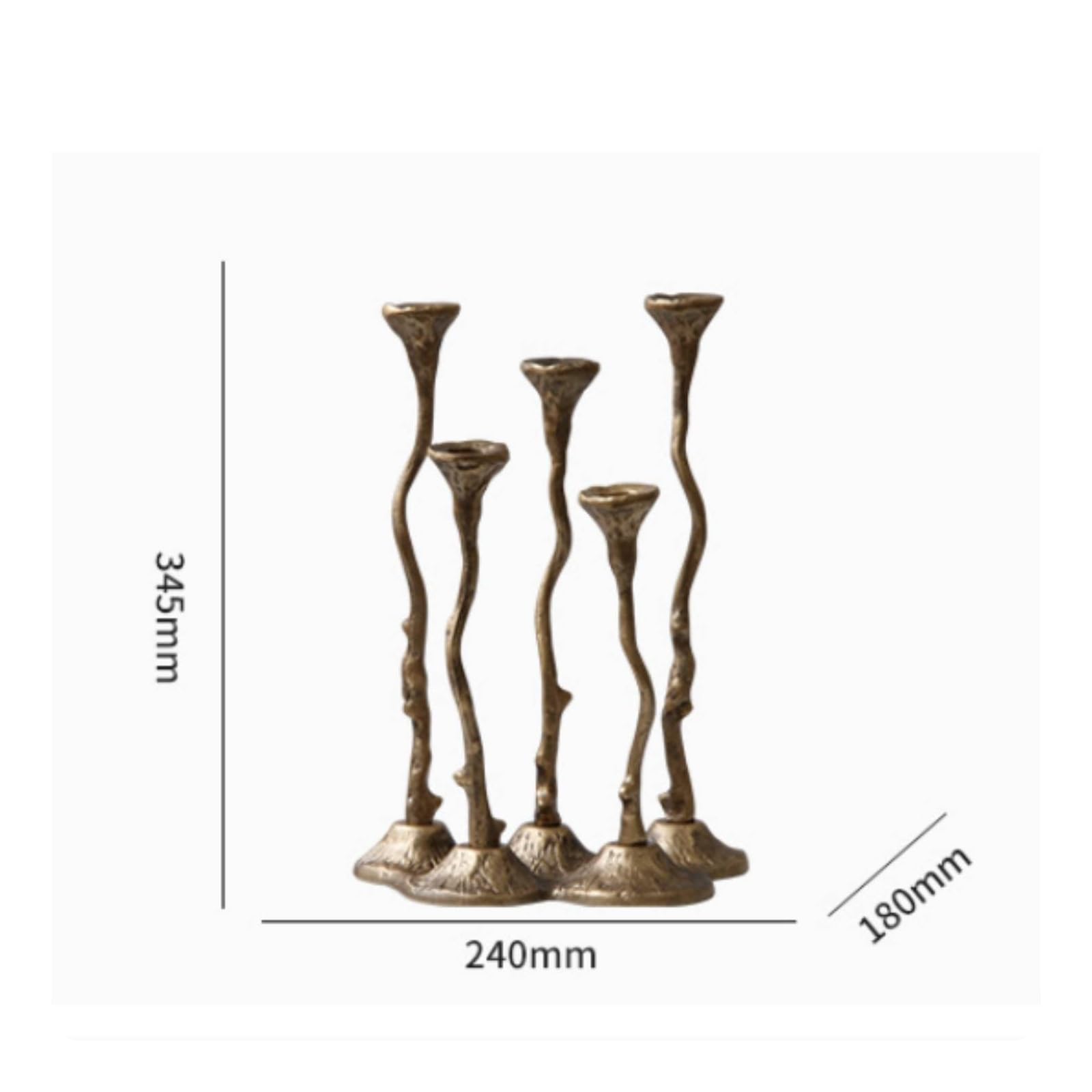 Candelabro Varios Brazos Decorativo Candelabro Ramificado Base Estable Decoración del Hogar, Bronce Dorado