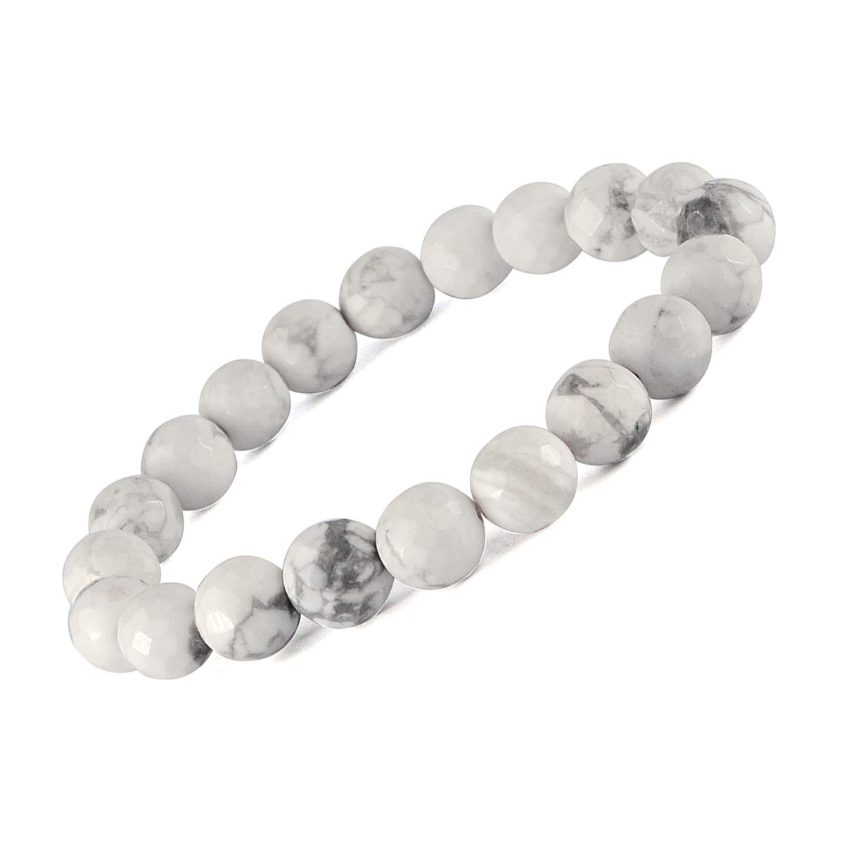 Reiki Crystal Products Natural Howlite Bracelet Crystal Stone 10 mm Faceted Bead Bracelet for Reiki Healing and Crystal Healing Stone (Color : White & Grey) (B08TMBX813) Amazon Price History, Amazon Price Tracker